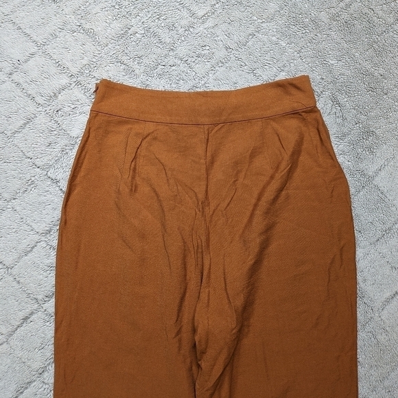 Leith Pants Women's Medium Brown Ginger Paperbag Tie Waist Crop Tapered Fit - Picture 7 of 8